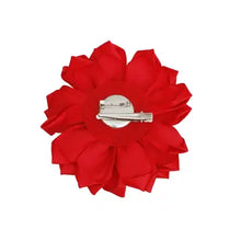 Load image into Gallery viewer, Red and White Fabric Flower Pearl Brooch