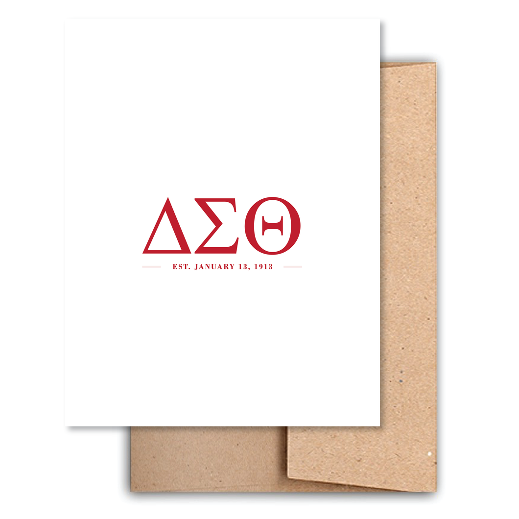 DST Greek Letters White Note Card Set