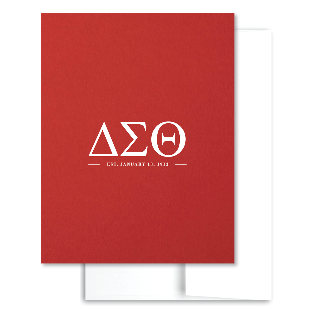 DST Greek Letters Red Note Card Set