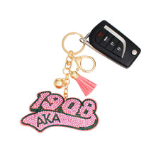 Load image into Gallery viewer, AKA Pink Bling 1908 Tassel Keychain
