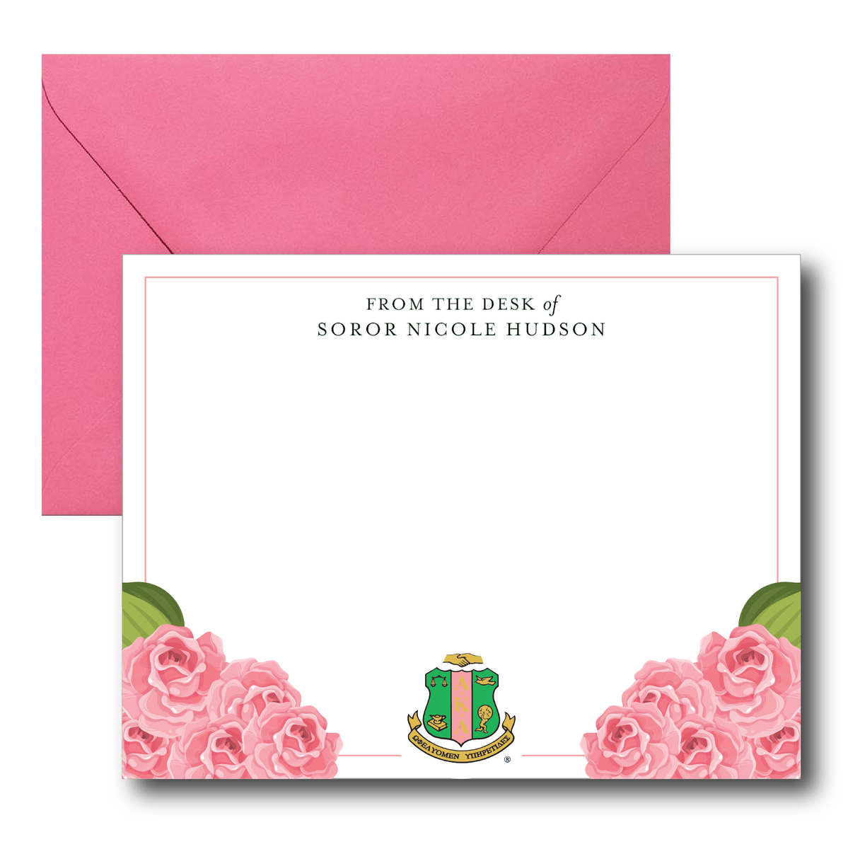 Personalized AKA Classic Crest Note Card – The Greek Penn