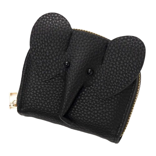 Black Elephant Head  Pebble Card Holder Wallet