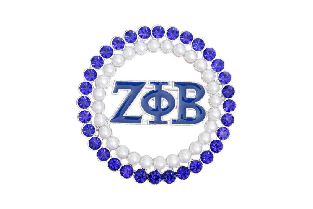 ZPHIB Letters Blue and White Pearl Brooch