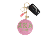 Load image into Gallery viewer, AKA Letters 1908 Bling Pink Tassel Keychain
