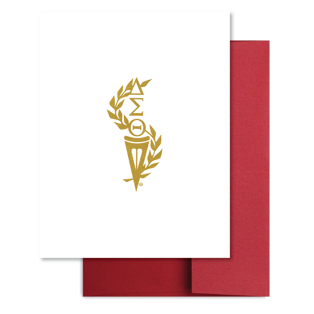 DST Classic Torch White Note Card Set - Foil Print