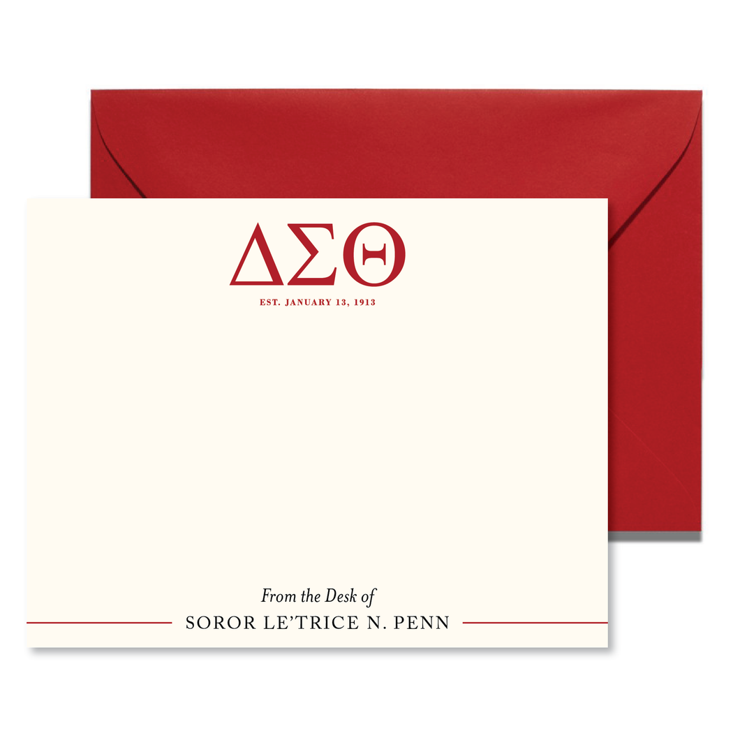 Personalized DST Greek Letters Cream Note Card