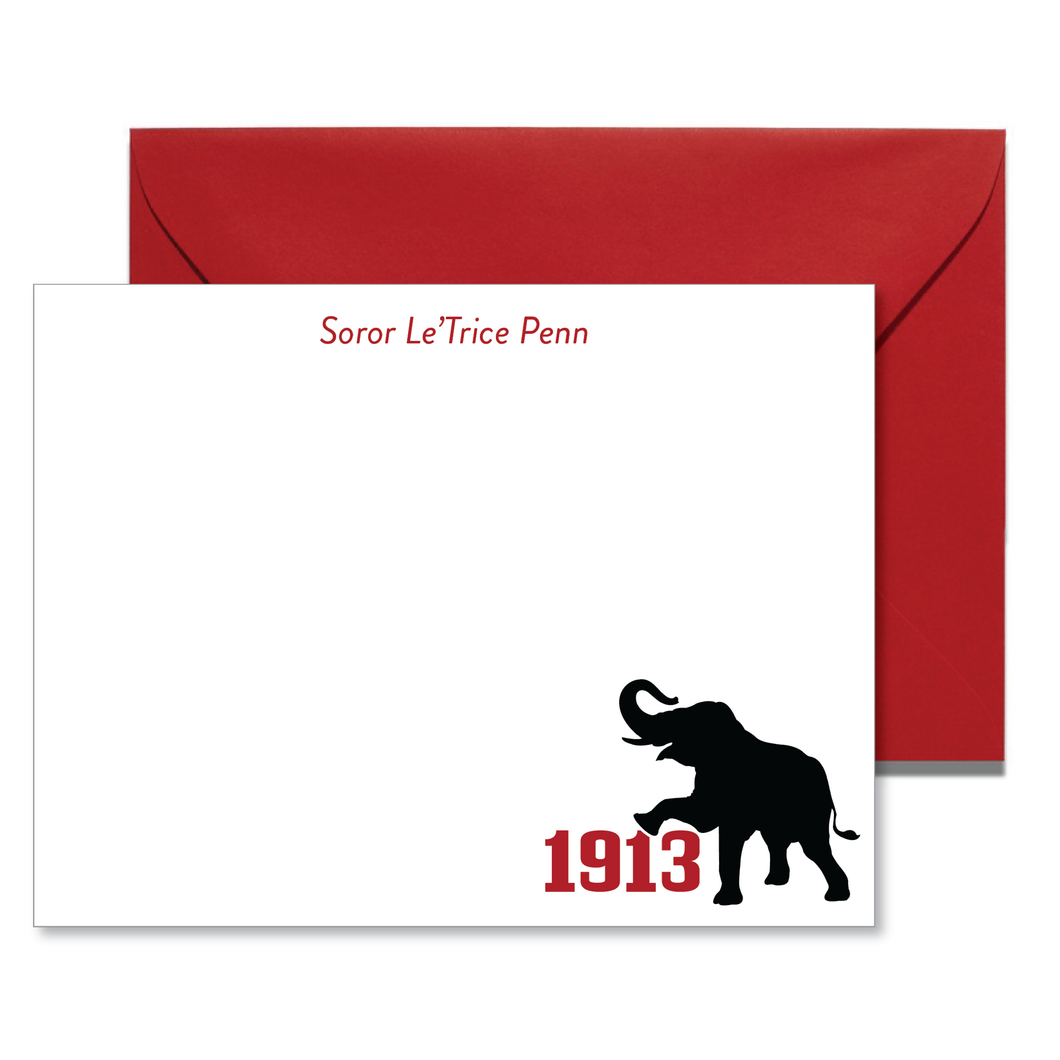 Personalized 1913 Elephant Note Card