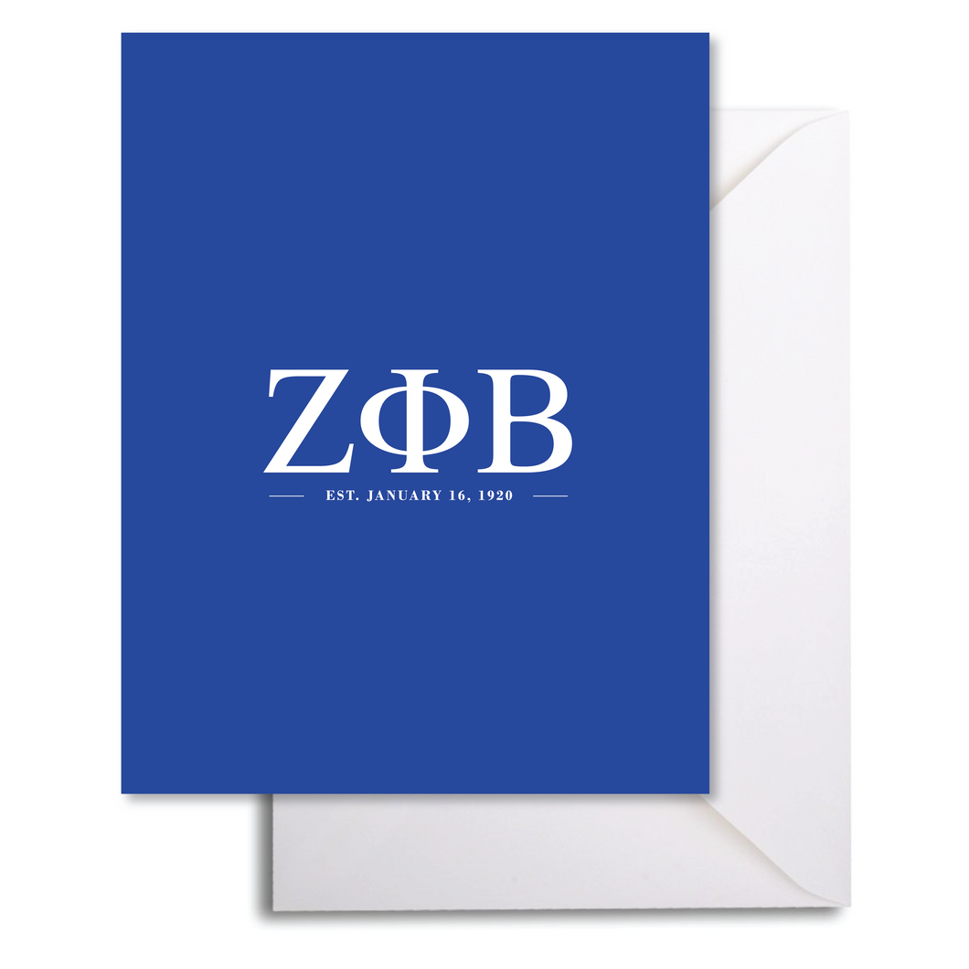 ZPhiB Greek Letters Royal Blue Note Card Set